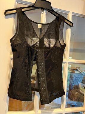 Black Shaping Vest with Front Hook Closure